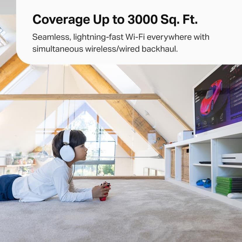 TP-Link Deco BE63 Tri-Band WiFi 7 BE10000 Whole Home Mesh System- 6-Stream 10 Gbps, 4X 2.5G Ports Wired Backhaul, 4X Smart Internal Antennas, VPN, MU-MIMO, HomeShield, Free Expert Support (1-Pack)