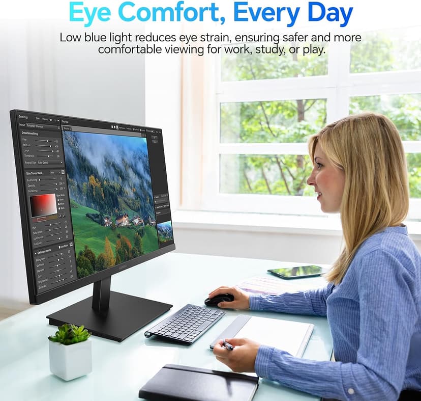 KOORUI 22 Inch Computer Monitor Full HD 1080P 100Hz PC Gaming Screen VA Panel Ultra-Slim Display 3000:1 Contrast Ratio with Adpitive Sync (HDMI/VGA/VESA Compatible 100x100mm/Audio Out), Tilt, Black