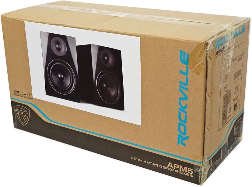 Rockville APM5B Powered USB Studio Monitor Speaker Pair in Black, 5.25", 2-Way, 250W, EQ, MDF Wood, RCA/XLR, Perfect for Studios, Recording, Music