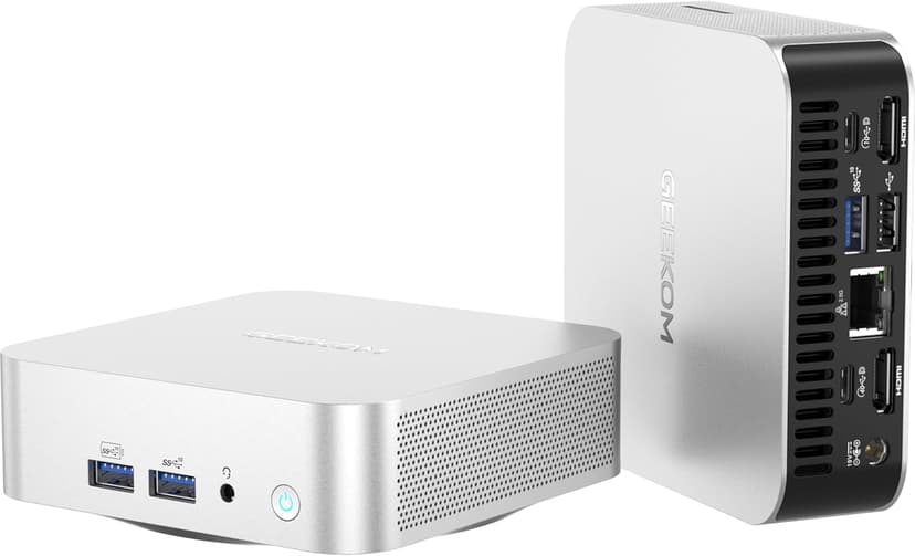 GEEKOM A6 Mini PC, AMD Ryzen 7 6800H(8C/16T, up to 4.7GHz), 32GB DDR5 RAM, 1TB PCIe 4.0 NVMe SSD, Radeon 680M, Compact Aluminium Design Windows 11 Pro Desktop Computer with USB4/8K UHD/Wi-Fi 6E/BT 5.2