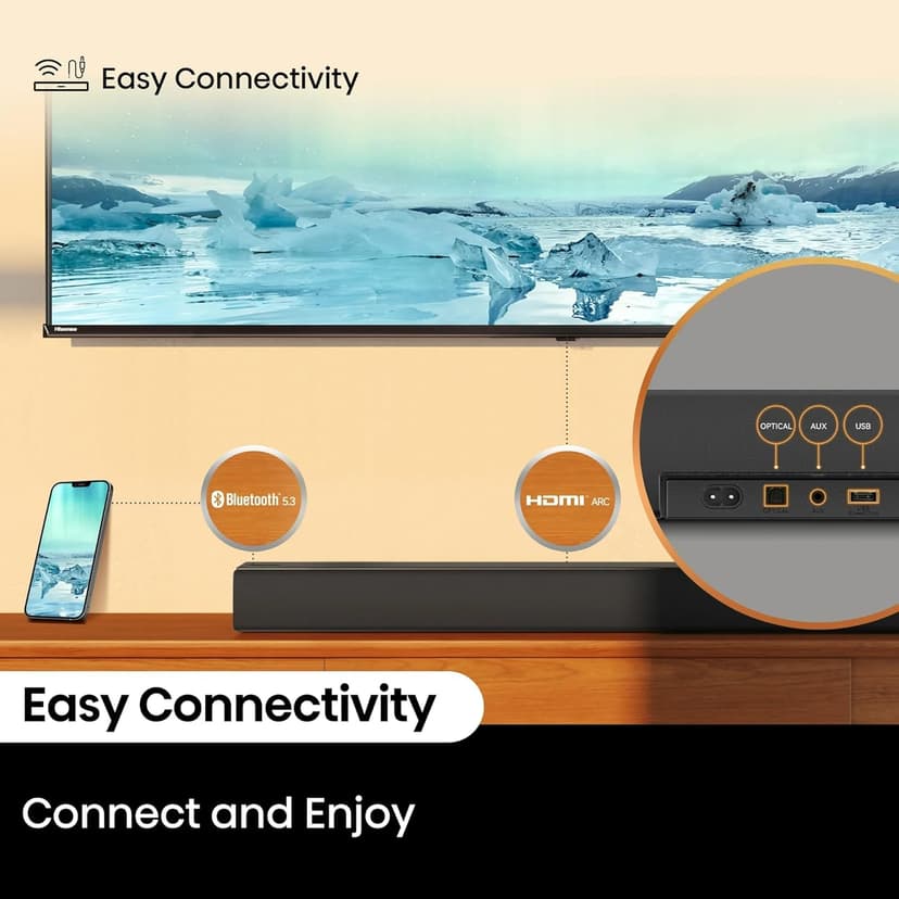 Hisense 5.1 Ch 510W Soundbar with Wireless Subwoofer and 2 Rear Surround Speakers, Dolby Digital Plus and DTX Virtual:X, HDMI eARC, Bluetooth - R651 (Renewed)