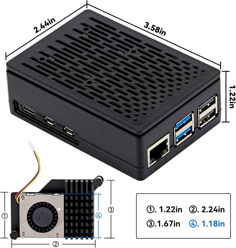 Tada for Raspberry Pi 5 8GB Basic Kit Including Pi 5 8GB Board, Pi 5 ABS Case and Active Cooler (8GB RAM)