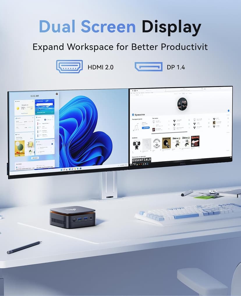 KAMRUI Mini PC Computer, Intel Processor N97 (up to 3.6 GHz), 16GB DDR4 RAM 256GB M.2 SSD, Mini Desktop Computer Support Dual 4K, WiFi, Bluetooth, Ethernet, HTPC for Business, Education, Home