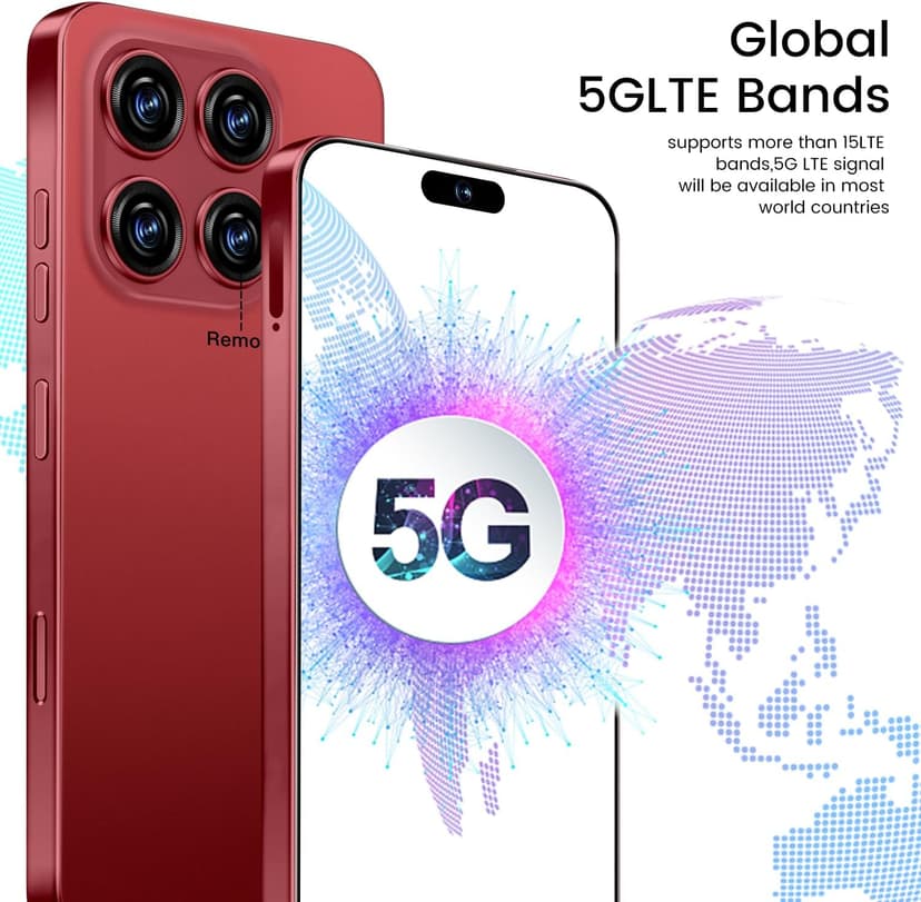 16 Ultra Smartphone Unlocked Cell Phone,6.99" HD Screen Unlocked Phone,8+256GB Android 13 with 128GB Memory Card,Face ID/Dual SIM/5G/Fingerprint Button Unlock/Photos/GPS (Wine Red, 8+256)