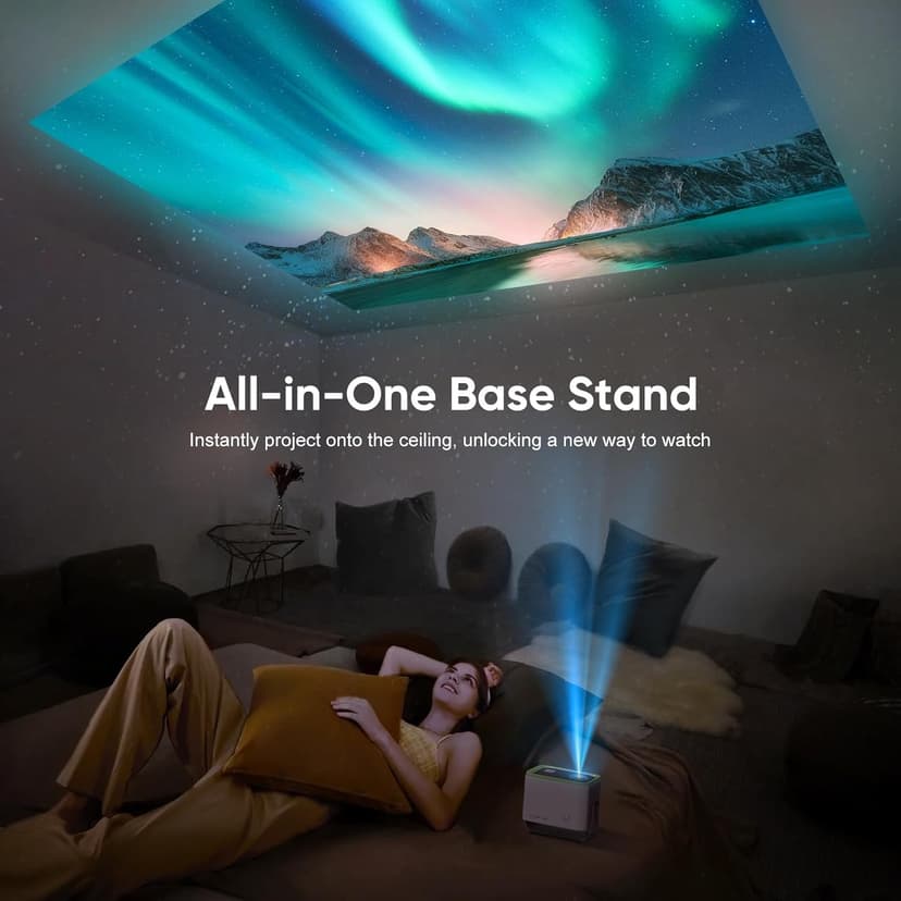 【Auto Focus/Keystone】4K Projector with WiFi and Bluetooth, 360° Rotating Movie Projector, Portable Projector with 200 ANSI, Outdoor Projector for Phone/PC/TV Stick/DVD/USB/HDMI