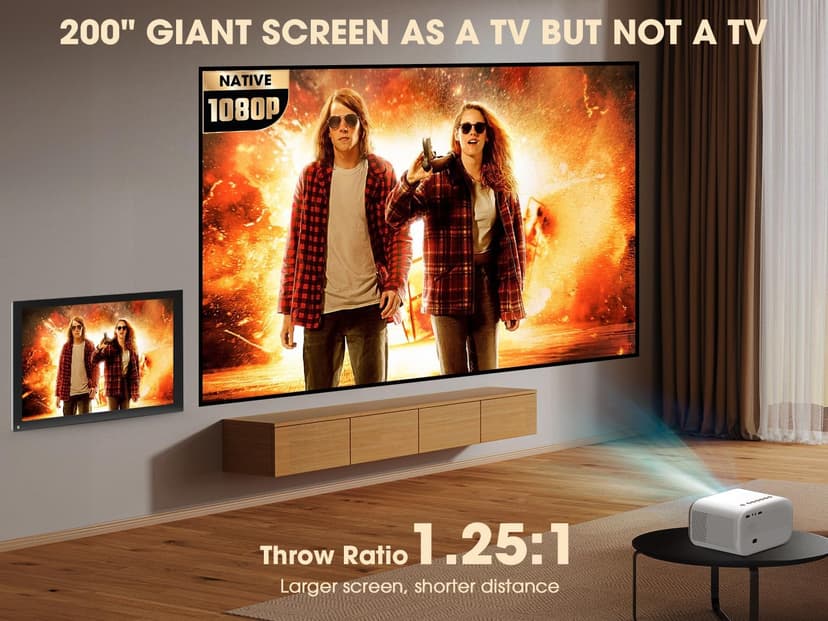 E1 Pro Netflix-Certified Smart Projector, 550 ANSI Lumens, WiFi Bluetooth, Auto Focus & Keystone, Native 1080P & 4K Support, Full-Sealed Optical Engine, Portable Home Theater for Indoor/Outdoor