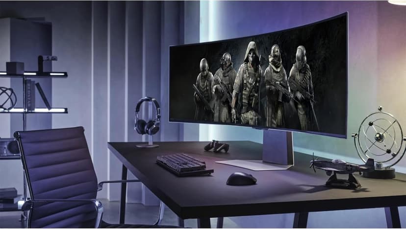 SAMSUNG Odyssey OLED G9 Curved Gaming Monitor - 49" Dual QHD (5120x1440) - 144Hz - 32:9-0.03ms GTG - HDR10+ Gaming - DisplayHDR True Black 400 - AMD FreeSync Premium Pro - Flicker Free w/ICP Hub