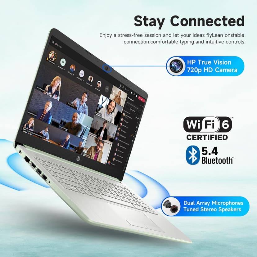 HP Student Business Laptop Computer - Intel N150 Processor, 16GB RAM, 384GB Storage (128GB UFS+256GB MSD), Microsoft Office Lifetime, w/DVD Drive, Copilot AI, 1TB Cloud Storage, AI Powered, Green
