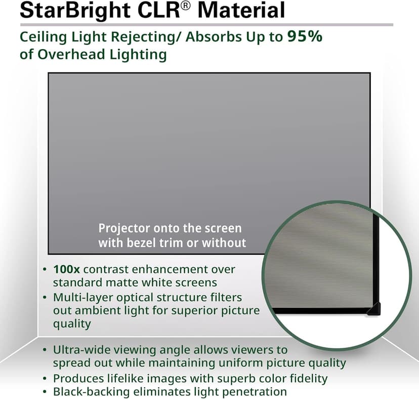 Elite Screens Aeon CLR 103-Inch ALR UST Projector Screen, 8K Edge-Free Fixed Frame, 95% Ambient Light Rejecting, Indoor Home Theater Movie Screen, Perfect for Ultra Short Throw Projectors, AR103H-CLR