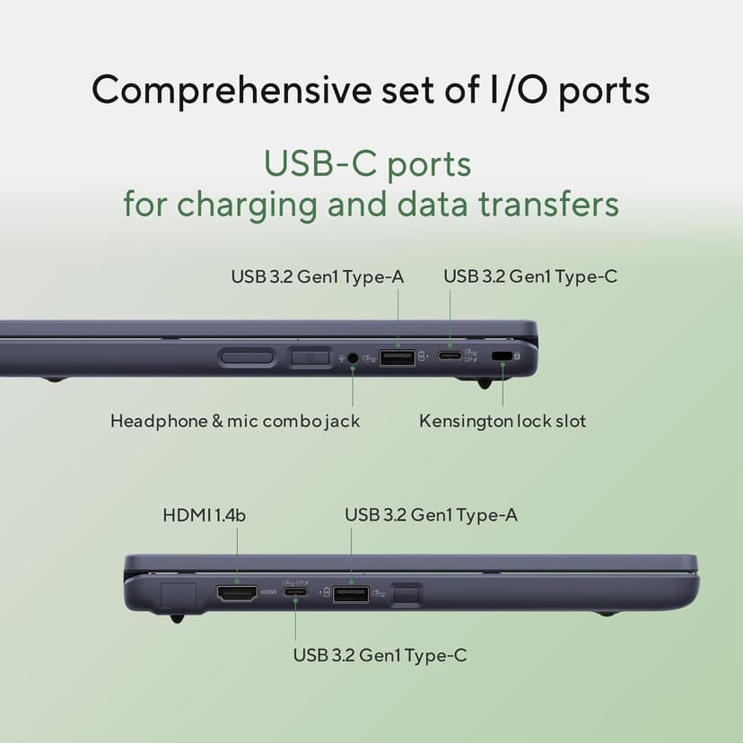 ASUS Chromebook CR11 Ruggedized Laptop, 11.6” Display, Intel Processor N100 Processor, 4GB RAM, 64GB eMMC Storage, Mineral Grey, CR1104CGA-AS44