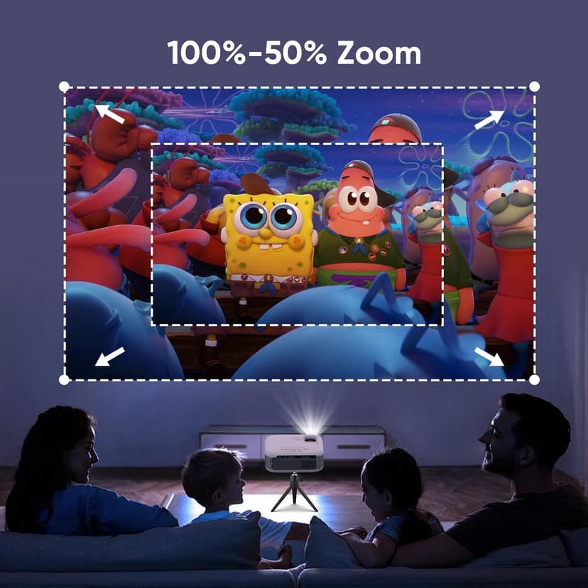 Mini Projector with Tripod, 1080P HD Portable Bluetooth Movie Projector, Compatible with Smartphone/Laptop/TV Stick/HDMI/USB