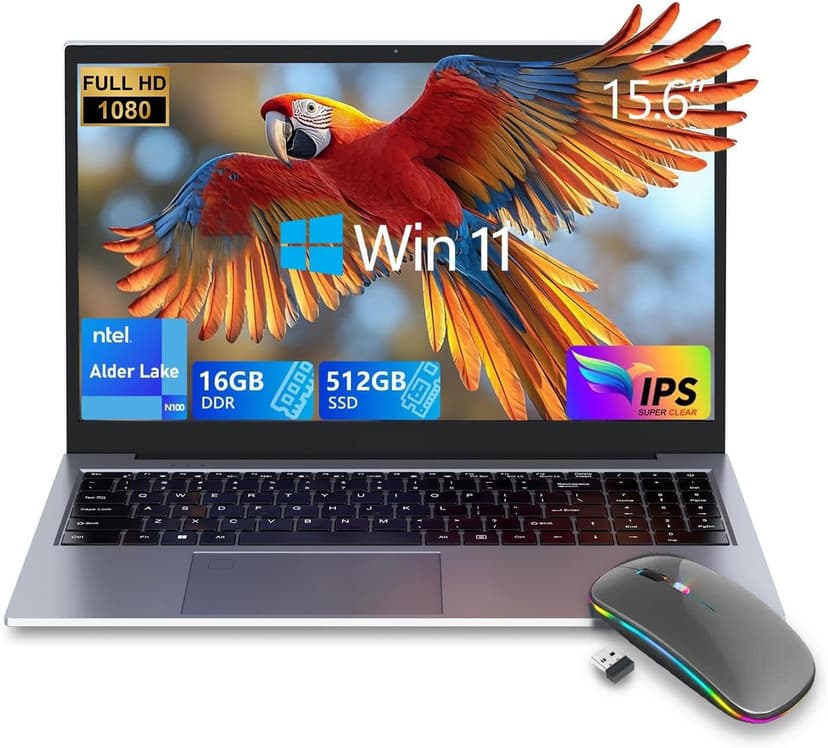 ZOLWAYTAC Laptop Gaming,Gaming laptops,16GB DDR4 512GB SSD,with N100 Processor(UP to 3.4Ghz,4C/4T),15.6" FHD 1920 * 1080P,Full Metal Housing,WiFi,BT,USB3.2,Type C Charging,180°Open Angle,Metallic Grey