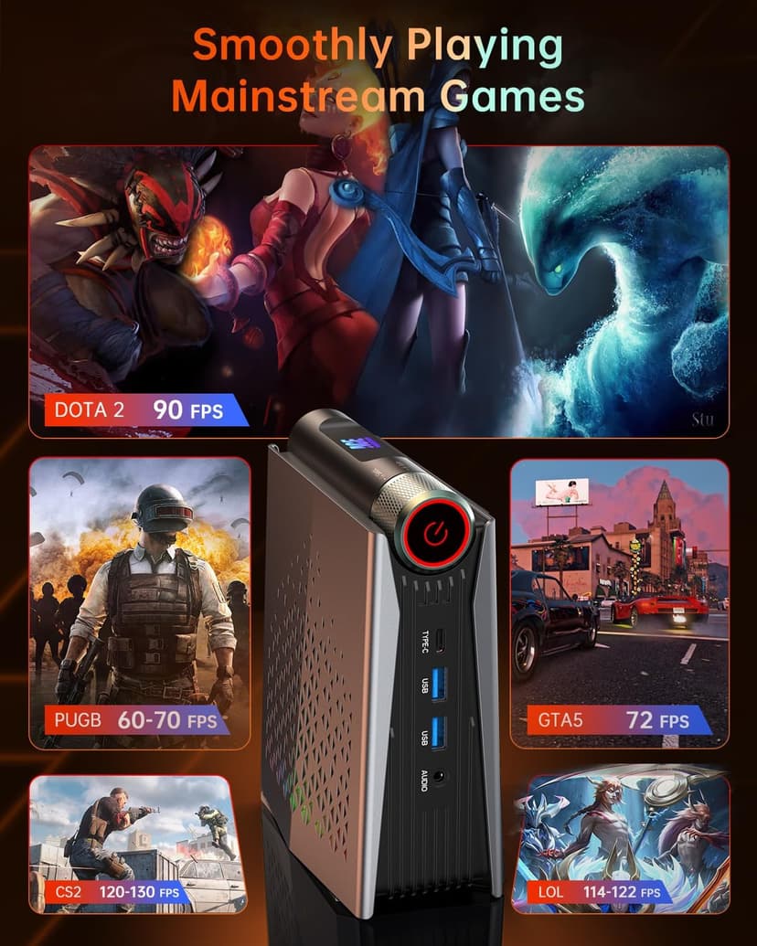 ACEMAGICIAN S3A Mini PC, AMD Ryzen 9 6900HX(up to 4.9 GHz), 32GB DDR4 1TB NVME SSD Mini Tower PC, AMD Radeon 680M Mini Desktop Computer Support BT5.2/RGB Lights/HDMI/Type-C/Wifi6