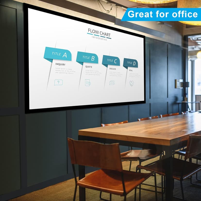 100in /120in Fixed Frame Projector Screen, Diagonal 16:9, Active 3D 4K Ultra HD Projector Screen for Home Theater or Office (16:9, 120")