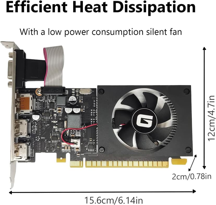 GeForce GT 730 4G Low Profile Graphics Card, 2X HDMI, DP, VGA, DDR3, PCI Express 2.0 x8, Entry Level GPU for PC, SFF and HTPC, Compatible with Windows 11