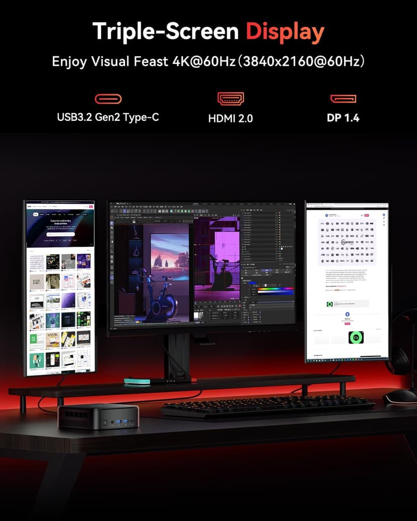 KAMRUI Mini Gaming PC, E3B 16GB RAM 512GB SSD Mini PC AMD Ryzen 5 7430U Micro Desktop Computers (Max 4.3GHz,6C/12T, Beat 5650U), Small Computer Support WiFi 6, BT5.2, Triple Display for Office Home