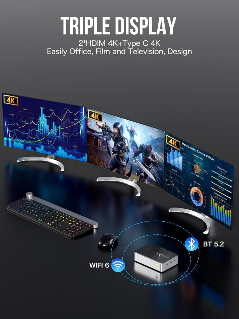 GMKtec Mini PC NAS, G9 Intel N150 Dual Boot Linux Desktop Computer 12GB DDR5 64GB EMMC M.2 SSD, 4*M.2 NVMe Slots, Dual NIC 2.5GbE, USB-C/USB 3.2 10Gbps, Network Attached Storage