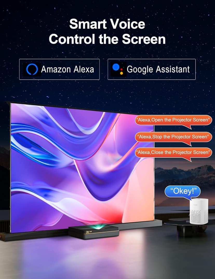 IN&VI 100" Motorized Floor Rising Projector Screen for Ultra Short Throw Projector,Motorized Projector Screen 4KUltra HD Active,ALR CLR Movie Screen for Home Theater