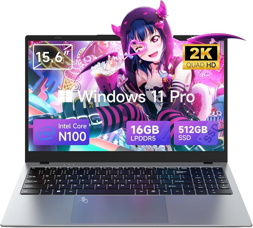 15.6 Inch Student Business Laptop Computer, 16GB RAM 512GB ROM, Intel N100 (Beat i5-7200U, Up to 3.4GHz), Windows 11 Pro with FHD IPS Display, WiFi 5, BT5, Type-C, HDMI, USB 3.2