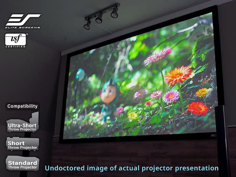 Elite Screens Sable Frame 120” Fixed Frame Projector Screen 16:9, Wall Mounted, 8K/4K UHD, ISF-Certified CineWhite, for Home Theater & Office, Compatible with Standard/Short/UST Projectors, ER120WH2