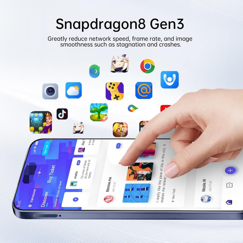 16 ProMa x Smartphone Unlocked Cell Phone, 6.99“ HD Screen 5G Phone, 8+256GB Unlocked, 7000mAh, 68+108MP Zoom Camera, Fingerprint Button Unlock-and take Photos,Dual SIM (Deep Blue)