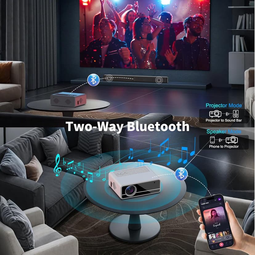 Netflix-Officially-Licensed PANSEBA 4K Smart Projector with WiFi and Bluetooth, Outdoor Projector with Auto Keystone, Portable Movie projector with 2S Focus, Home Projector for Game/Phone/Laptop