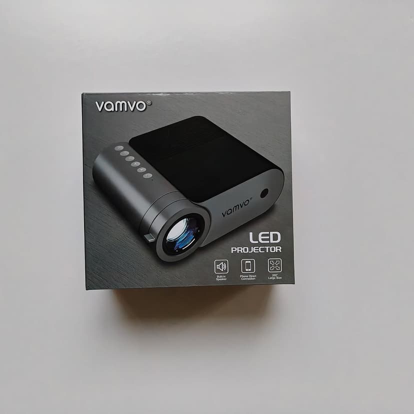 vamvo Portable Projector WiFi VideoProjector 1080P 200" Portable Movie Projector, Outdoor Projectors with Stylish streamlined Design, Compatible with phone/ Tablet/ Laptop/ TV Stick/ PS4 etc.