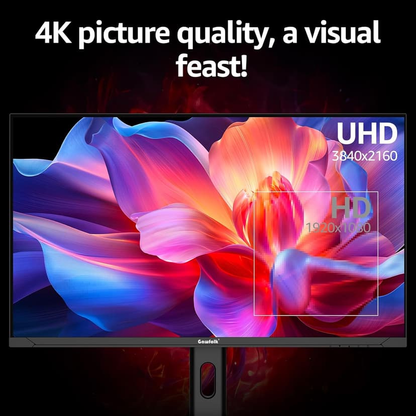 27 Inch 4K Gaming Monitor IPS, UHD 3840 x 2160p 144Hz PC Computer Monitors IPS Screen for Home & Office, HDMI, DisplayPort, Wall Mount Compatible