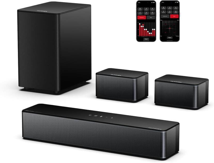 ULTIMEA 5.1 Sound Bar for Smart TV, with Dolby Atmos, 410W Peak Power, Surround Sound System for TV, Wireless Subwoofer Bass Boost, Surround Adjustable, APP Control, Poseidon D60(New 2025 Model)