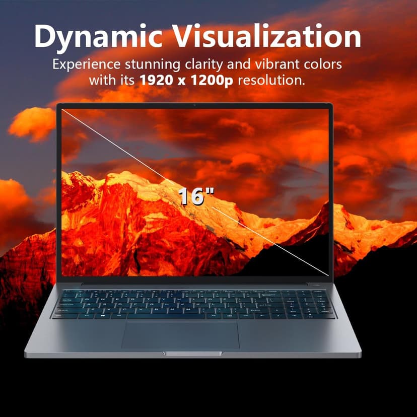 ZOLWAYTAC Gaming Laptop 16" Ultra-Slim - Intel Core i5-(Up to 3.5GHz), 12GB DDR4 + 512GB SSD, 1920x1200 IPS 16:10 Display, WiF& BT, HDMI/Type-C - Aluminum Laptop for Work & Play