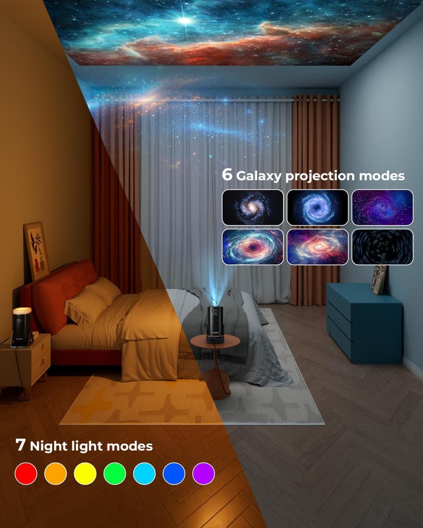 CLOKOWE Mini Projector, 4K 1080P Support projector with wifi and bluetooth, 270°Adjustable Stand Outdoor Home Theater galaxy Projector with Android TV OS & 8000+APPS for Phone/TV Stick/Laptop/HDMI
