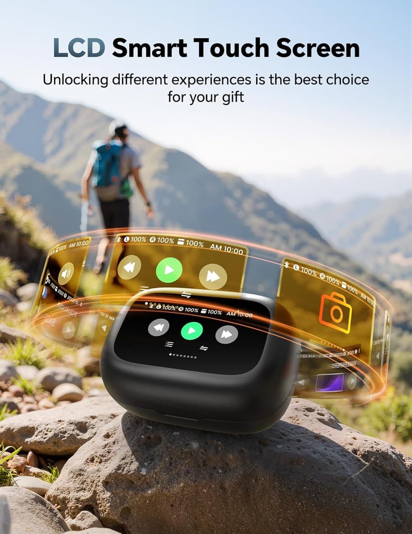 Bluetooth Headphones Wireless Earbuds: Sweatproof & Waterproof, 40H Playtime Wireless Ear Buds with Earhooks, Secure Fit Over Ear Buds with Mic, White Elephant Stocking Stuffers for Men Women