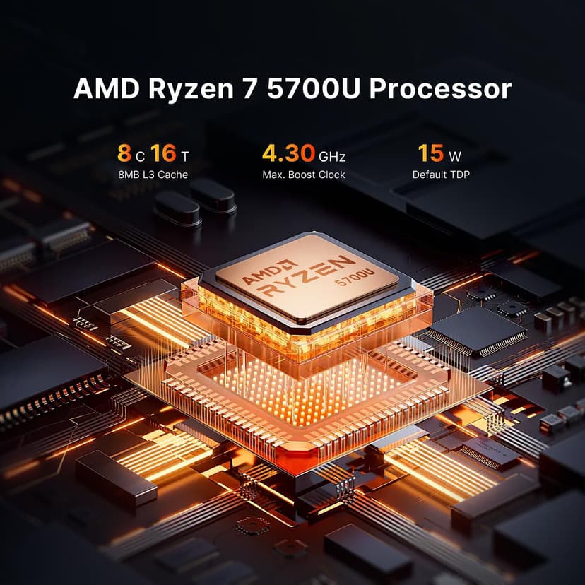 P4 Mini PC,AMD Ryzen 7 5700U(8C/16T, up to 4.3Ghz) 32GB DDR4 1TB NVMe SSD Mini Computers, Dual 2.5G LAN Ports, Dual NVMe Slots, Triple Display, WiFi 6, BT5.2