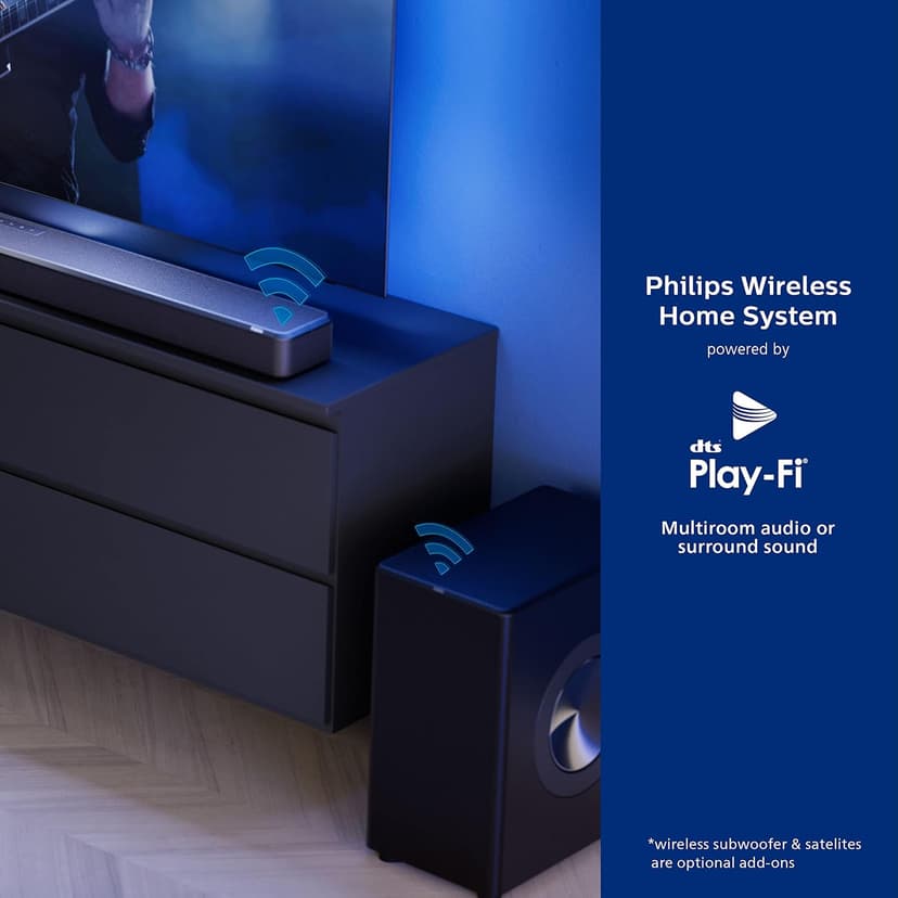 PHILIPS Fidelio FB1 7.1.2-Channel Surround Sound Soundbar with Integrated Dolby Atmos and Subwoofer + DTS Play-Fi, All-in-One, Premium Design and Materials