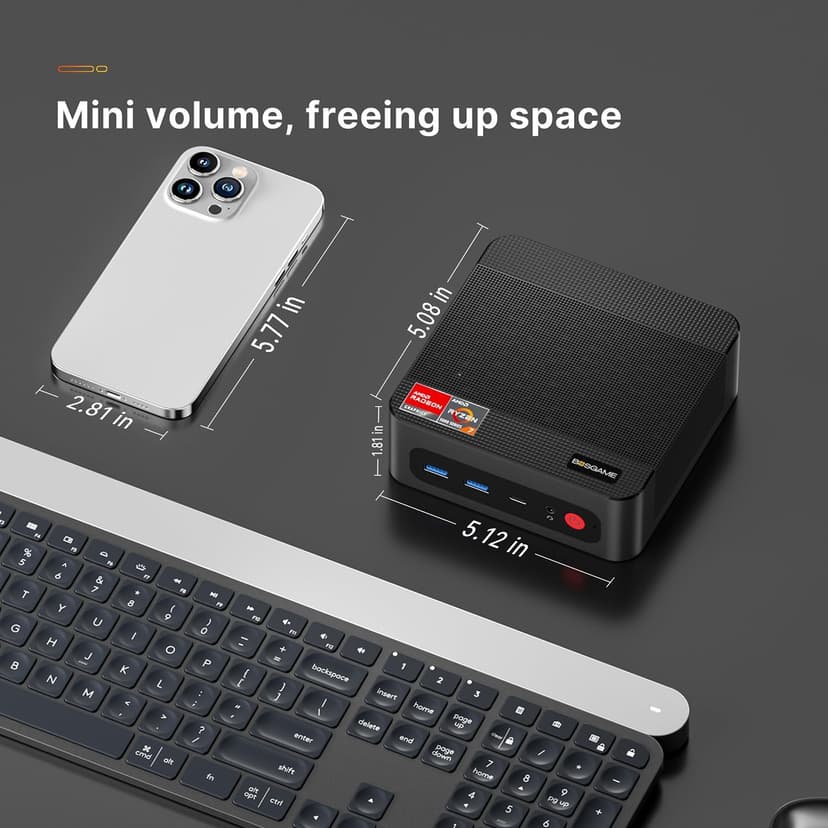 P4 Mini PC Desktop Computers, AMD Ryzen 7 5825U (up to 4.5GHz), 32GB DDR4, 1TB PCIe SSD, Dual LAN 2.5G & Wi-Fi 6E & BT5.2, 4K Triple Display, Compact Silent PC for Gaming, Office, Design