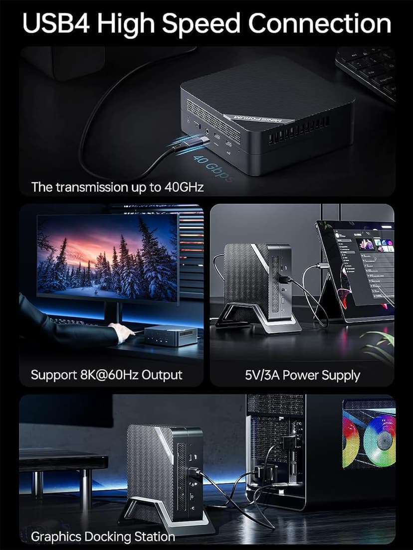 MINISFORUM Venus Series UM773 Lite Mini PC AMD Ryzen 7 7735HS Desktop Computer, DDR5-4800 32GB 1TB PCIe4.0 SSD, 2.5Gbps LAN, 2X4K HDMI, 1X8K USB4 Output, Radeon 680M Graphics Micro PC