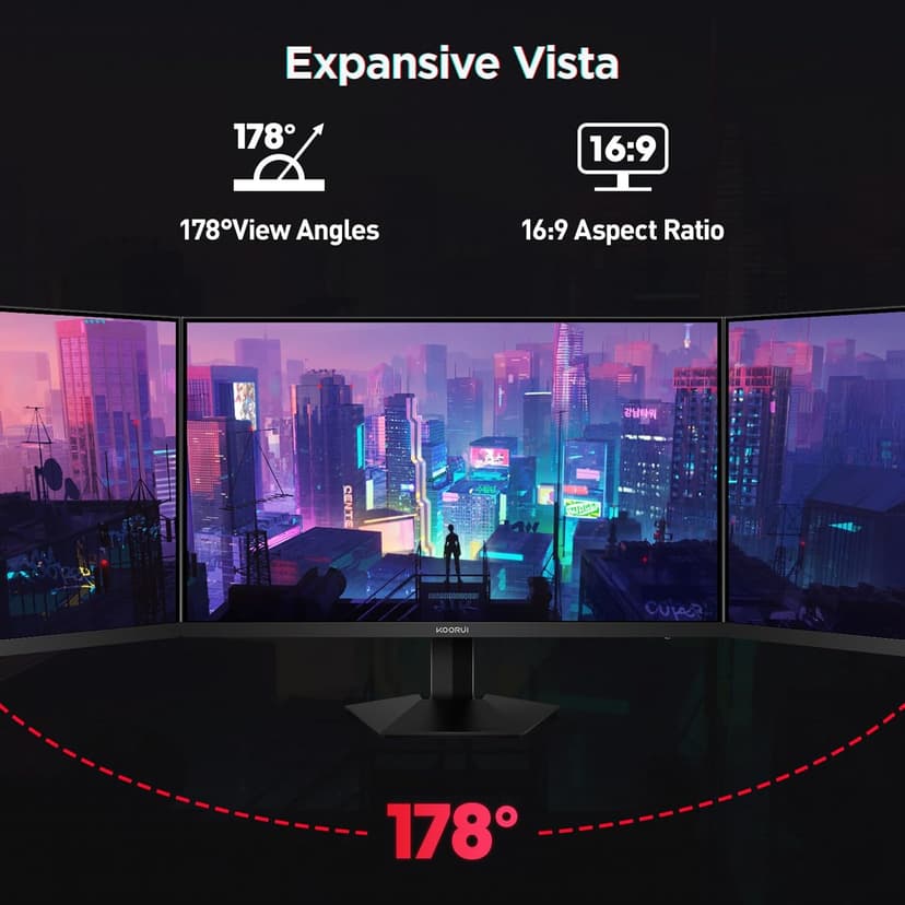 KOORUI 27" 200Hz Gaming Monitor, 1ms Fast IPS Computer Monitor, WQHD (2560 x 1440p) HDR 400 Display, DCI-P3 95% Color Gamut, FreeSync Premium, Adaptive G-Sync, HDMI x 2, DisplayPort, Black