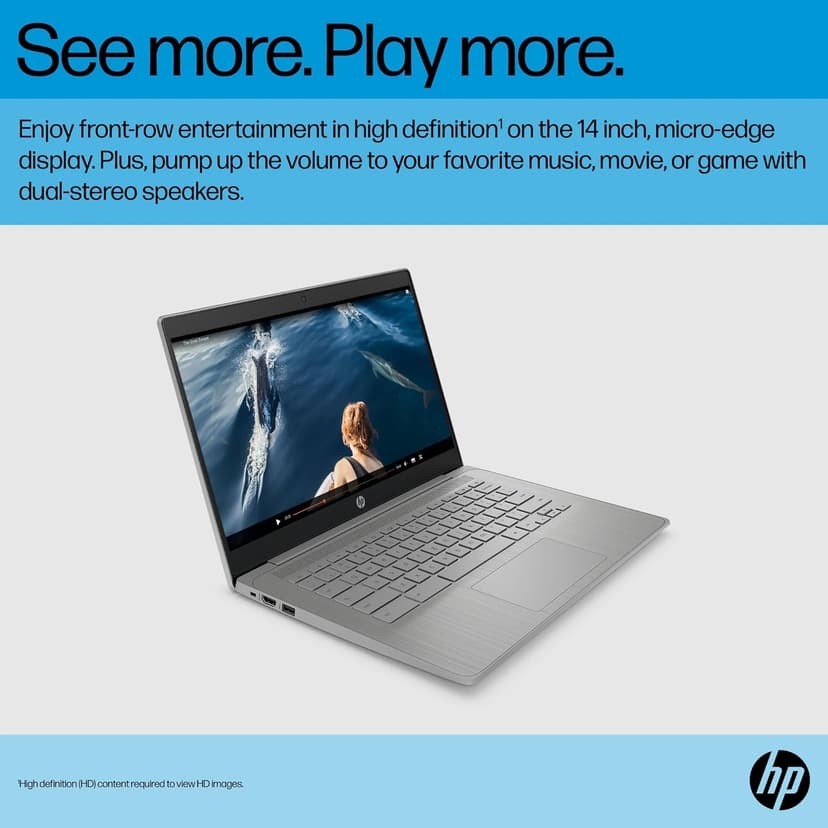 HP Chromebook 14 Laptop (14" HD, Intel 4-Core Celeron N4120, 4GB RAM, 64GB SSD, UHD Graphics 600) for Home & Student, Light Weight & 14-Hr Battery Life, Webcam, Wi-Fi, IST HUB, Chrome OS, Grey