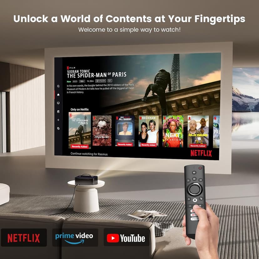[Netflix-Licensed/Dolby Audio] Projector-4K with Wifi 6 and Bluetooth, ONOAYO 1000ANSI Native 1080P Built-in Netflix/YouTube/PrimeVideo, Electric Focus& 4D/4P Keystone Portable Smart Outdoor Projector