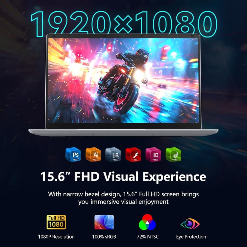15.6 inch Laptop, 12th Alder Lake N100(Turbo 3.4GHz) Processor,12GB RAM, 512GB SSD, 2K FHD IPS Laptops, 2.4G/5G WiFi, Webcam,Full-Featured Type-C,Ultra-Thin Notebook
