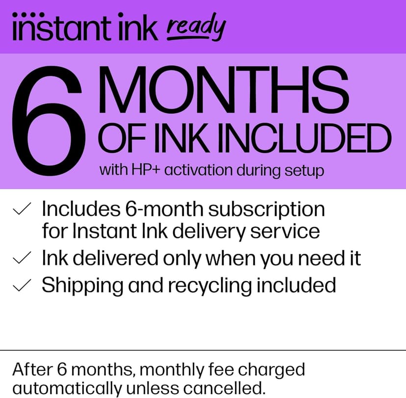 HP OfficeJet 8015e Wireless Color All-in-One Printer, 6 month Instant Ink trial included