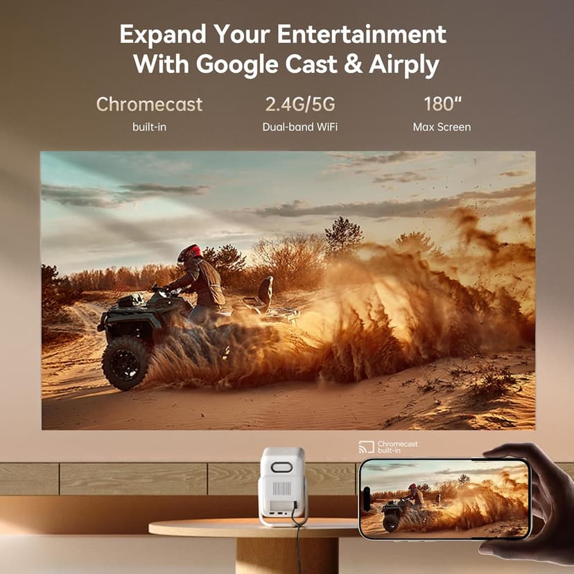 [Android TV 11.0 & 1080P Native] Wanbo T2 Ultra Projector with WiFi and Bluetooth, 120° Rotatable Projector Auto Focus, Home Outdoor Movie Proyector, 500 ANSI Smart Projector with Netflix & 5000+ Apps