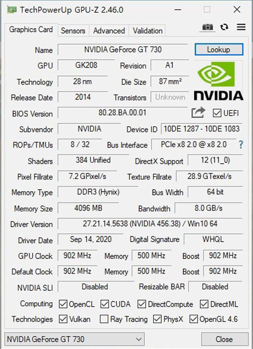 GeForce GT 730 4G Low Profile Graphics Card, 2X HDMI, DP, VGA, DDR3, PCI Express 2.0 x8, Entry Level GPU for PC, SFF and HTPC, Compatible with Windows 11
