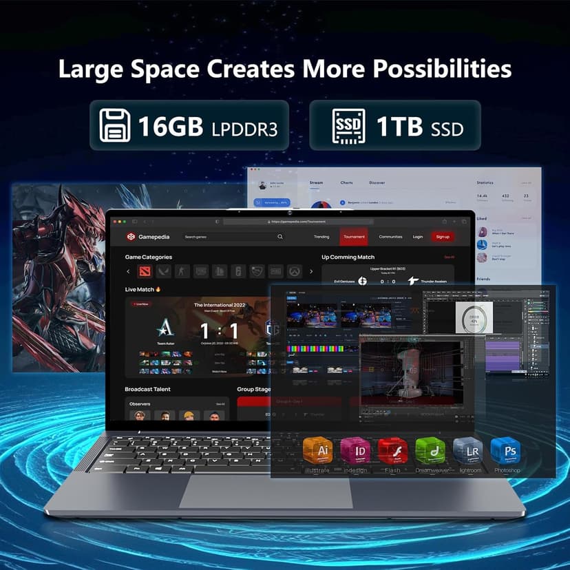 16 Inch Gaming Laptop, i5 Laptop up to 3.60GHZ, Laptops 1920 x 1200 HD Display, 16GB RAM 1TB SSD, WiFi5, Webcam, BT5.0, Mini HDMI, RJ45, Backlit Keyboard Laptops Computers,gaming computer,pc computers