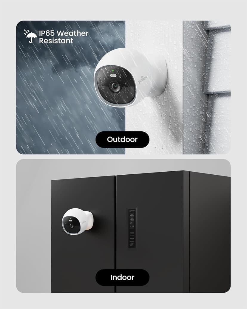 youkey S320 Magnetic Wire-Free Camera 2.5K QHD Security Camera with Dual Band WiFi 6, Built-in 8GB Storage, Colo Night Vision, Al Human Pet Detection, IP65, No Monthly Fees