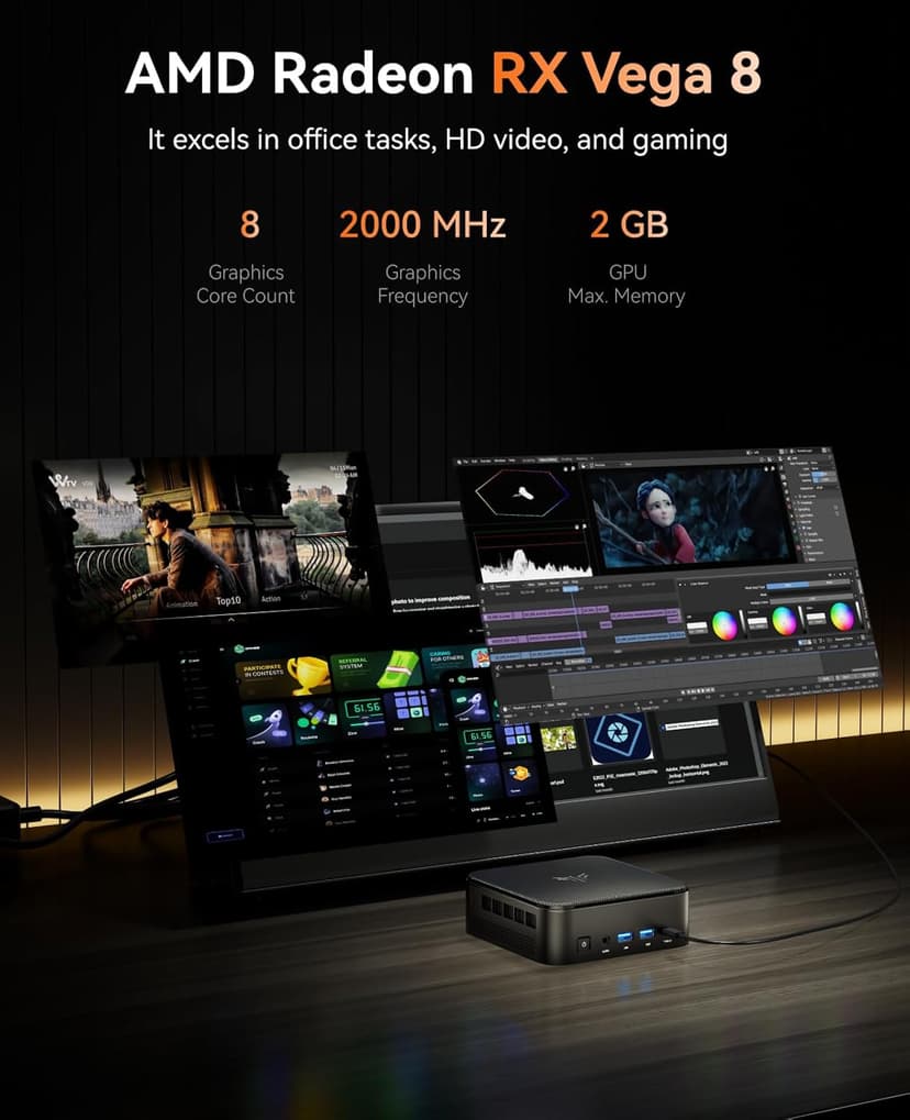 KAMRUI Mini PC with AMD Ryzen 7 PRO 5875U, 16GB DDR4 512GB M.2 SSD Mini Computer, Mini Gaming PC with USB Type-C, Desktop Computer Supports Triple 4K Display, WiFi 6, BT 5.2