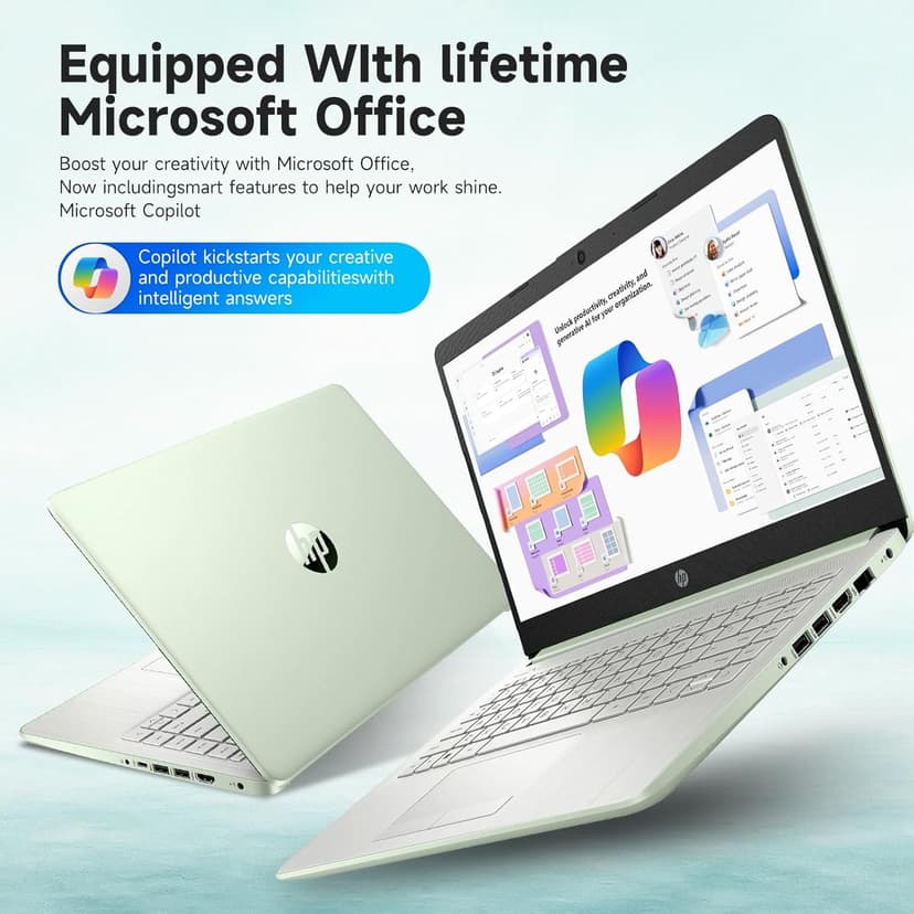 HP Student Business Laptop Computer - Intel N150 Processor, 16GB RAM, 384GB Storage (128GB UFS+256GB MSD), Microsoft Office Lifetime, w/DVD Drive, Copilot AI, 1TB Cloud Storage, AI Powered, Green