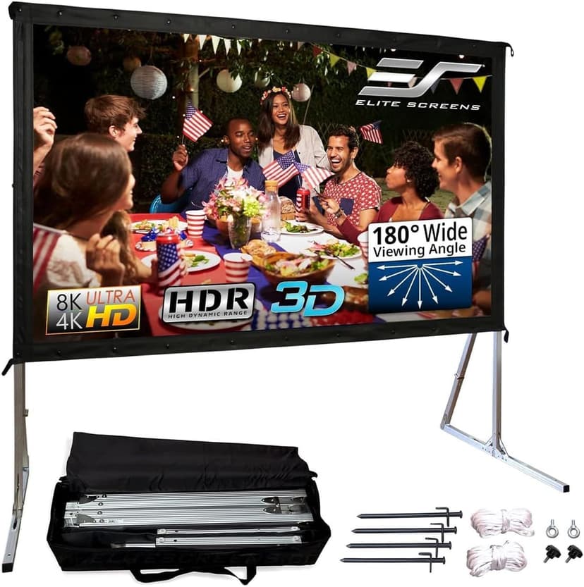 Elite Screens Yard Master 2, 135-INCH Outdoor Projector Screen with Stand 16:9, 8K 4K Ultra HD Fast Fold Portable Movie Screen Foldable Easy Snap On Cinema Theater, OMS135H2