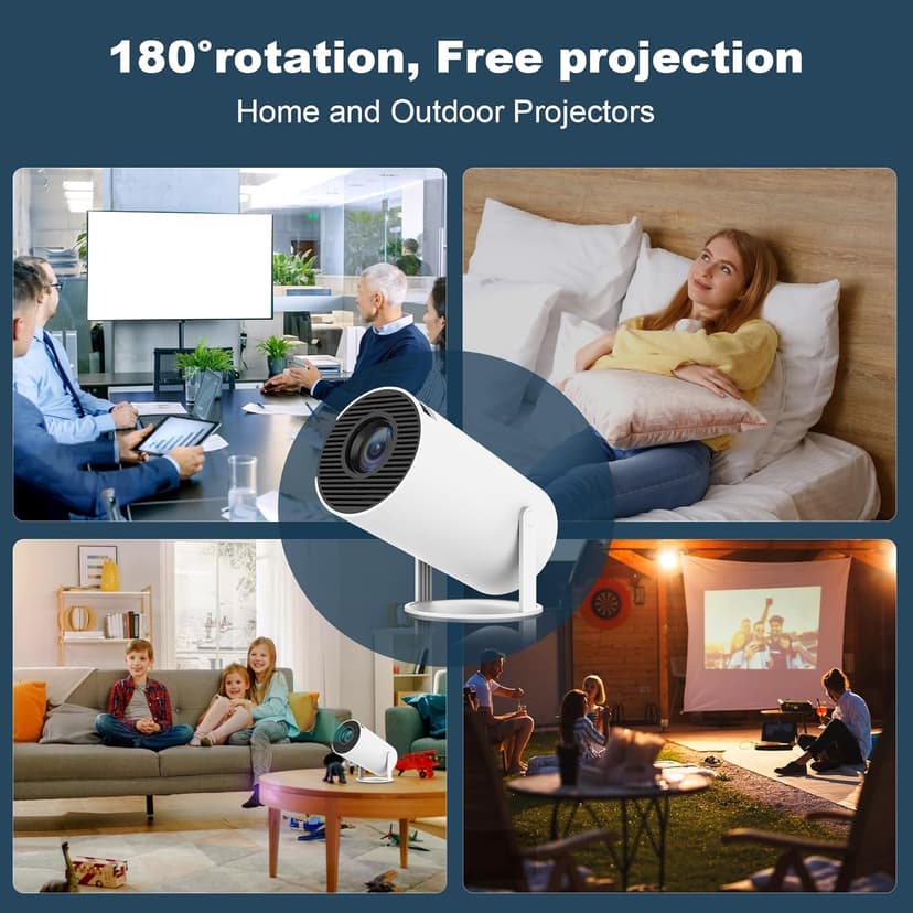 Mini Projector, HY300 PRO Portable Projector, Support 4K 1080P with Dual-Band WIFI6 5G Wireless 5.2 Bluetooth Android 13, 180° Rotatable, Auto Keystone Correction, 35"-130" Screen Video Projector