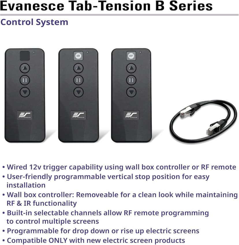 Elite Screens Evanesce Tab-Tension B, 120-inch 16:9, 4K / 8K HD, Recessed in-Ceiling Electric Tab Tensioned Projector Screen, Matte White Projection Screen Surface Programmed Remote Kit, ETB120HW3-E8